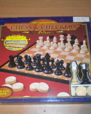 Vintage ACTUAL TOURNAMENT SIZE CHESS & CHECKERS MIB