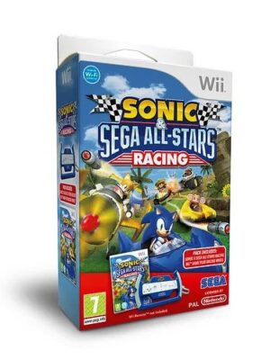 Sonic & Sega All-Stars Racing Pack with Racing Wheel Wii USED