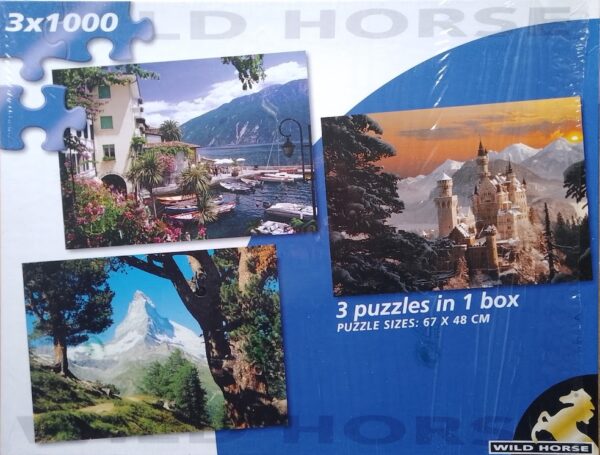 3x1000, Wild Horse, Landscapes puzzle 3 in 1