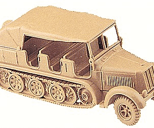 ROCO Mini-Tanks Military German WII Trucks -- All-Purpose 8-Ton Half Track Artillery Tractor w/Raised Cover HO 1:87