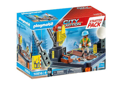 Playmobil City Action Εργοτάξιο με Ανυψωτικό Γερανό για 4-10 ετών 70816