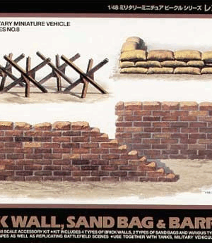 Tamiya Φιγούρα Μοντελισμού Brick Wall, Sand Bag & Barricade Set | 1:48 | 32508