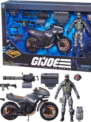 G.I. Joe Classified Series #127, Night Force Jason "Shockwave" Faria & Night Pursuit Cycle, Collectible 6 Inch Action Figure