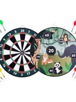 Engelhart-Dartboard Paper/Magnetic With 12 Darts Animals 15"